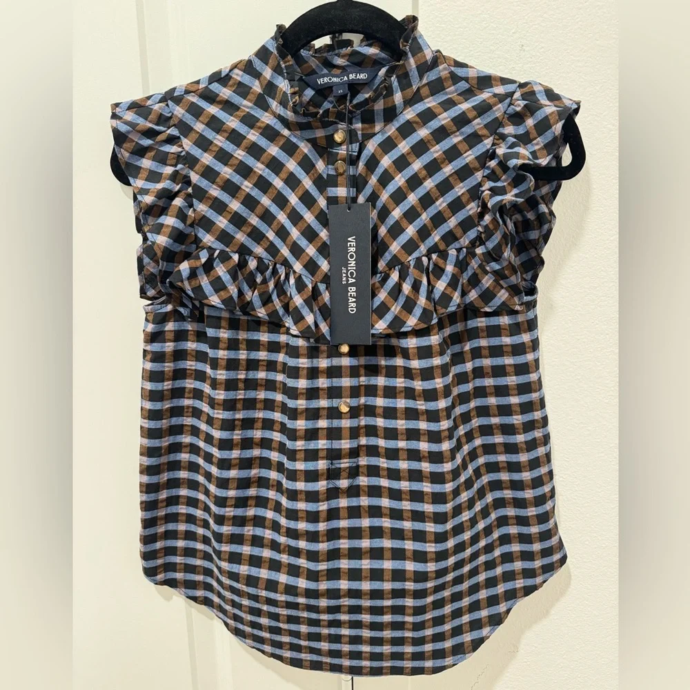 Veronica Beard Kyle Top in Blue Multi NWT - Picture 3 of 8
